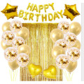 28pcs Rose Gold Birthday Balloon Rain Curtain Latex Balloon Set